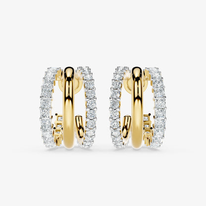 Dual Radiance Diamond Huggie Earrings
