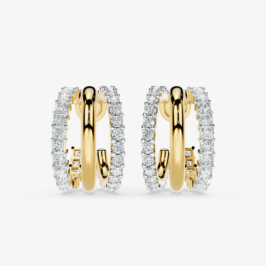 Dual Radiance Diamond Huggie Earrings