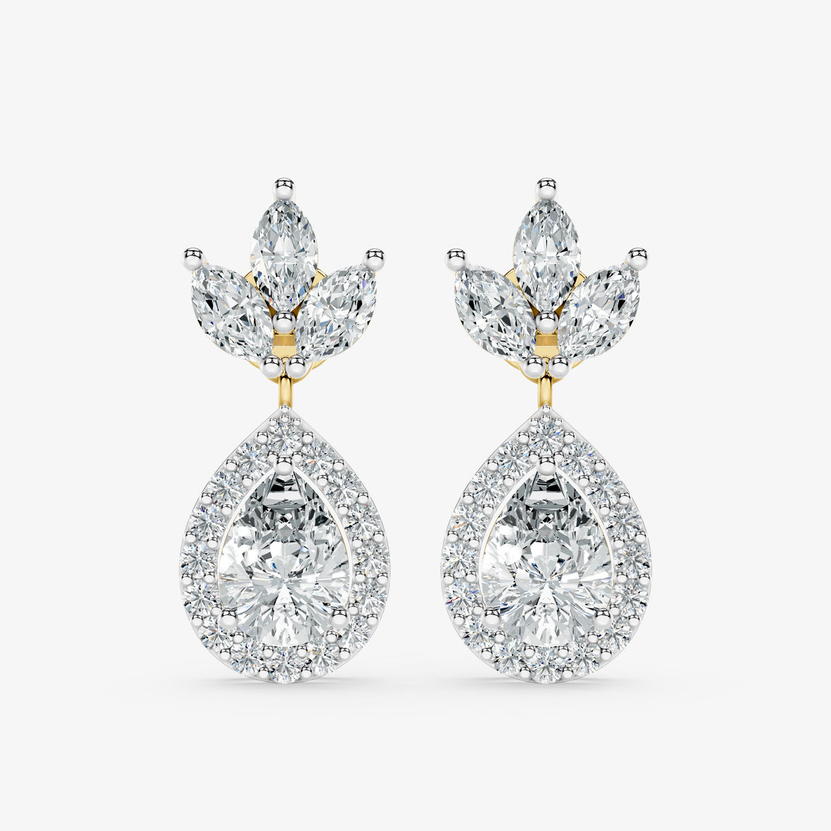 Pear Blossom Diamond Drop Earrings