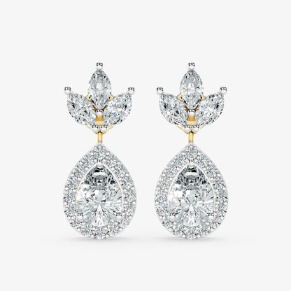 Pear Blossom Diamond Drop Earrings