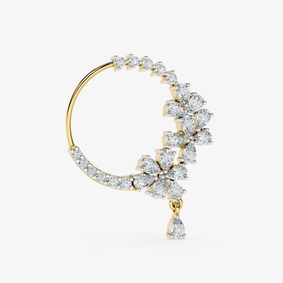 Crescent Bloom Diamond Nose Ring
