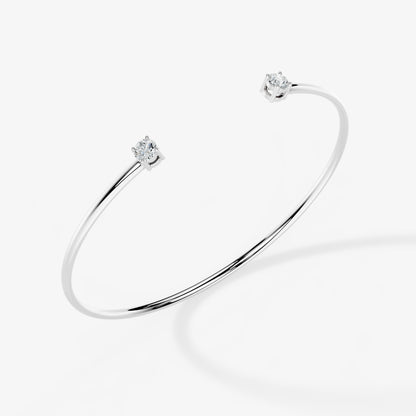 Minimalist Round Diamond Open Cuff Bracelet
