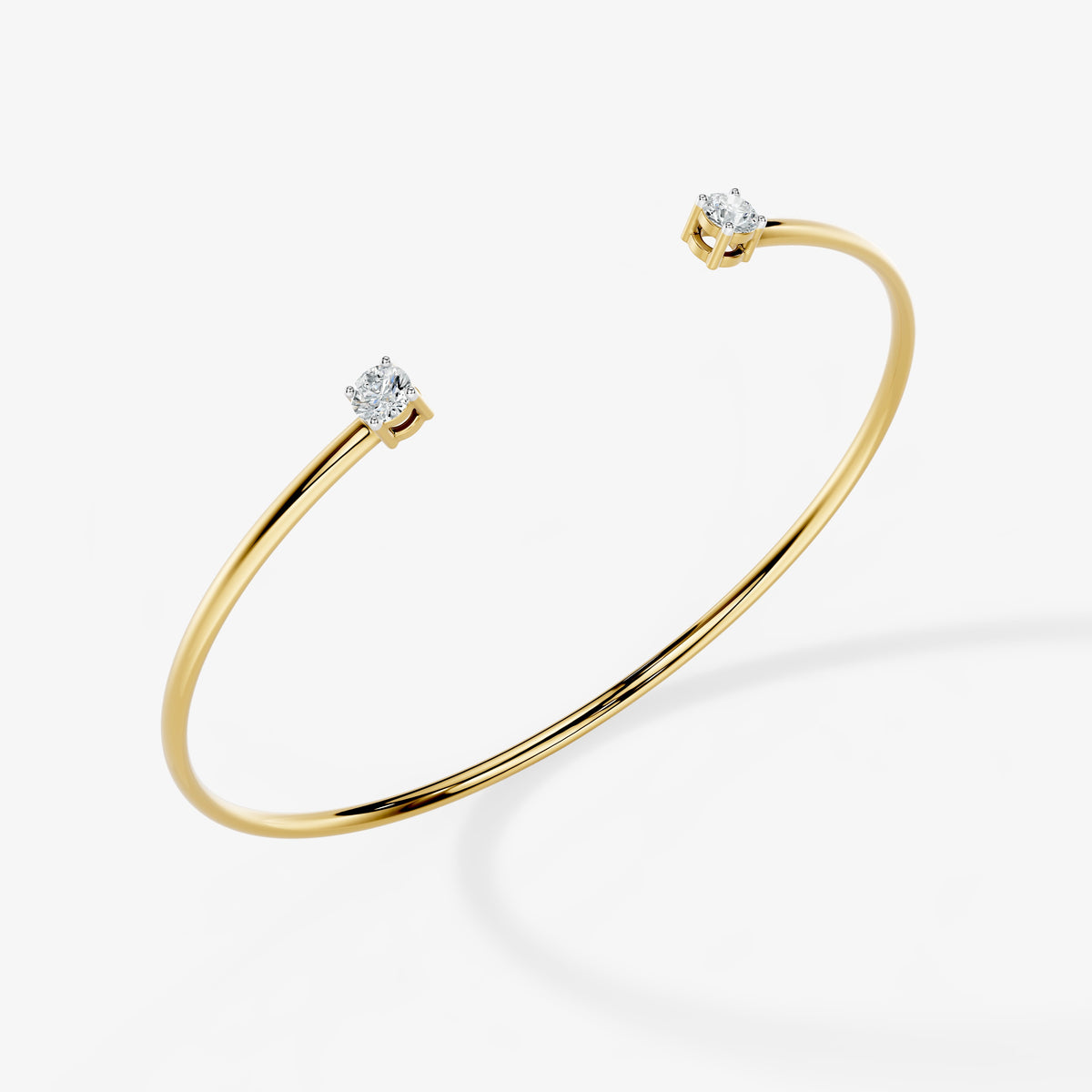 Minimalist Round Diamond Open Cuff Bracelet