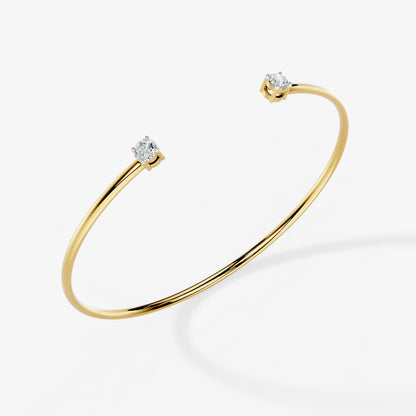Minimalist Round Diamond Open Cuff Bracelet