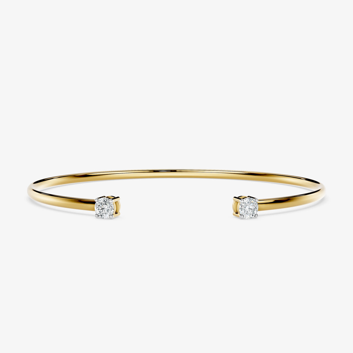 Minimalist Round Diamond Open Cuff Bracelet