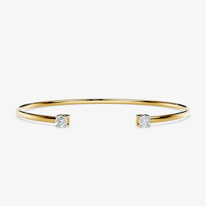 Minimalist Round Diamond Open Cuff Bracelet