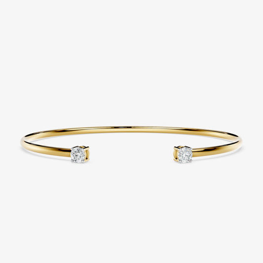 Minimalist Round Diamond Open Cuff Bracelet