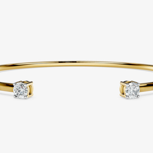 Minimalist Round Diamond Open Cuff Bracelet