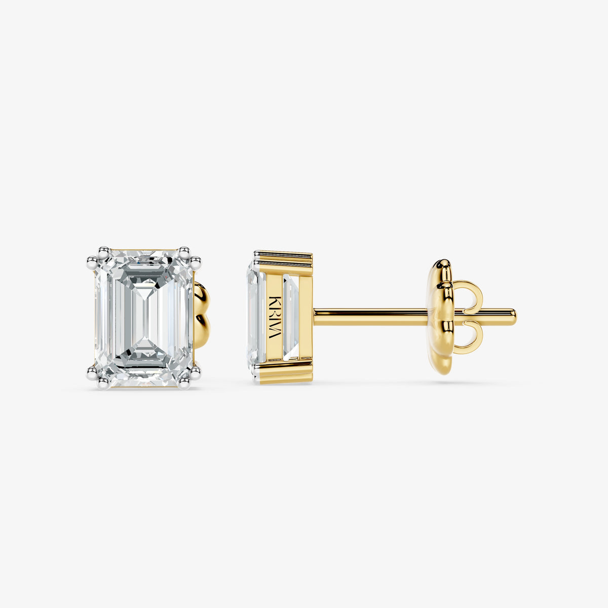 Classic emerald solitaire studs