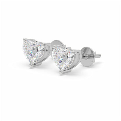 Classic heart solitaire studs