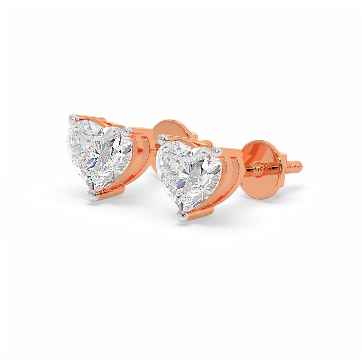 Classic heart solitaire studs