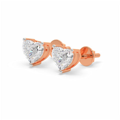 Classic heart solitaire studs