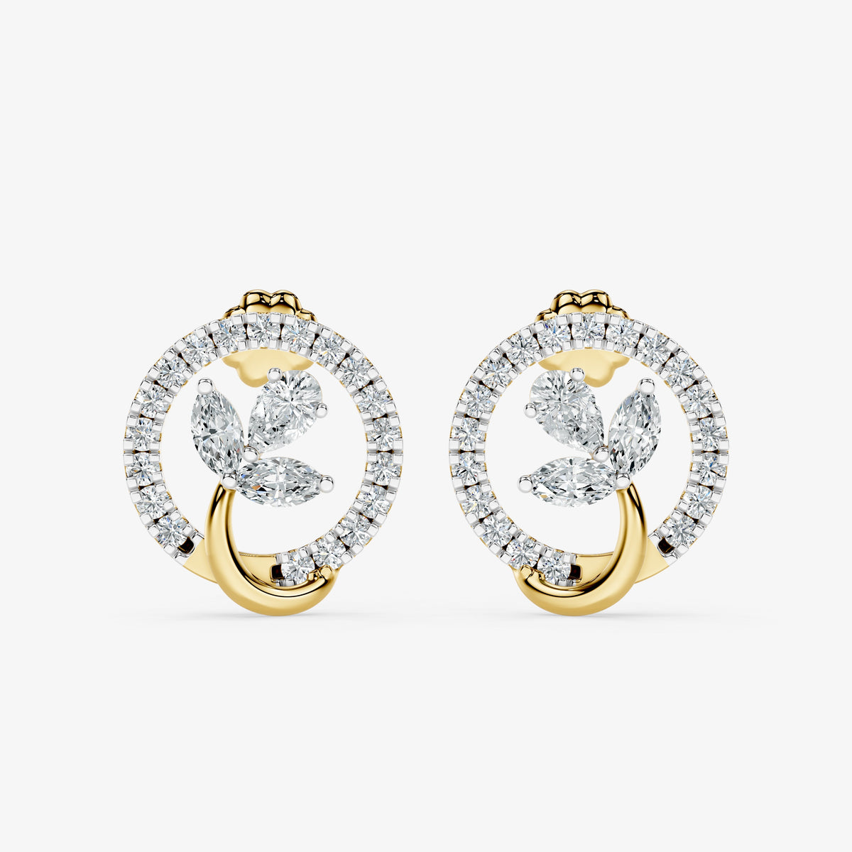 Floral Circle Diamond Stud