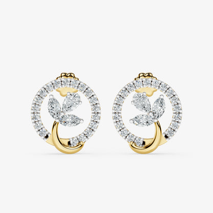 Floral Circle Diamond Stud