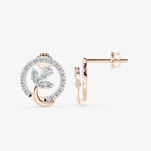 Floral Circle Diamond Stud