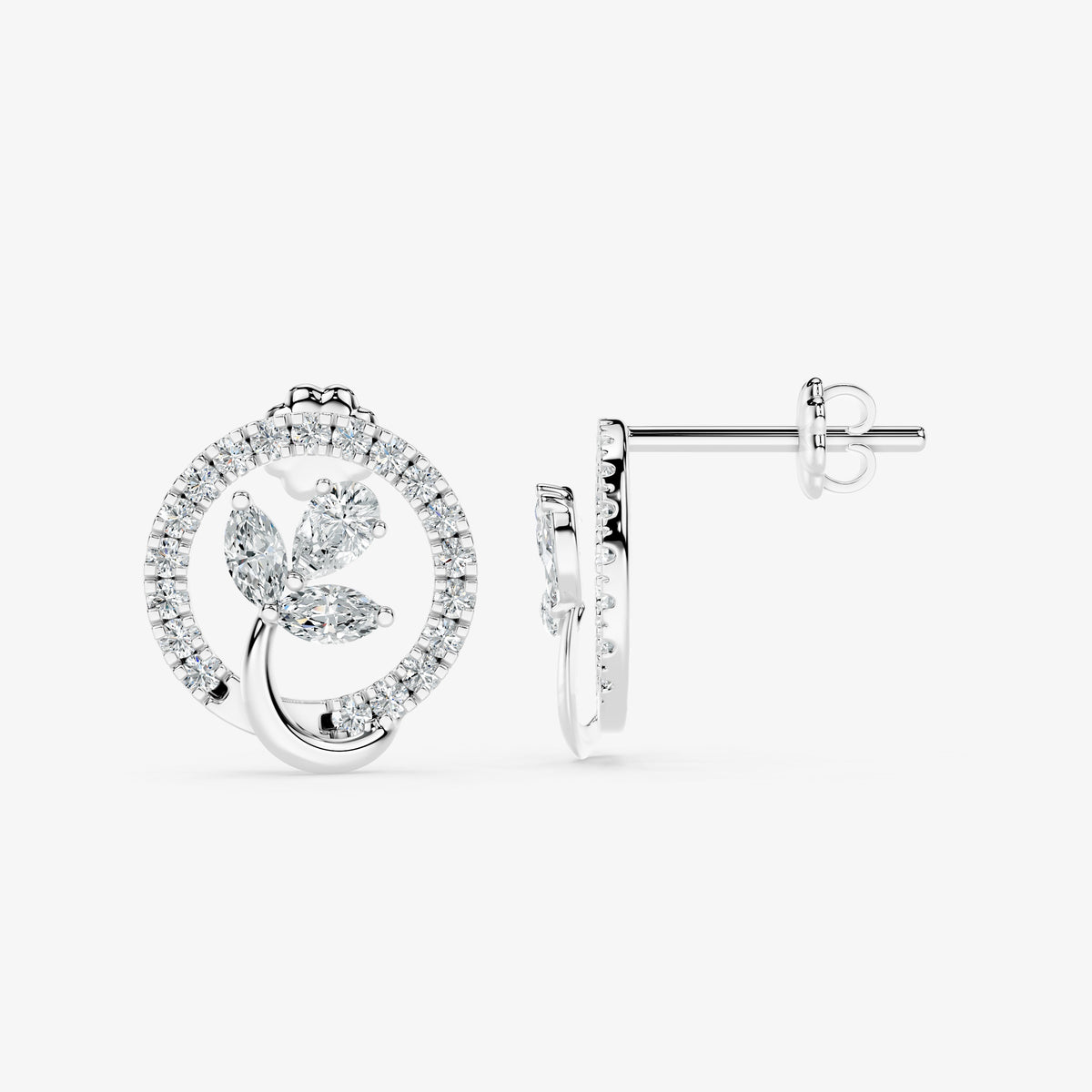 Floral Circle Diamond Stud