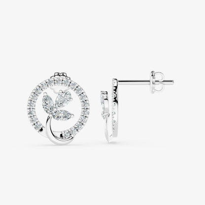 Floral Circle Diamond Stud