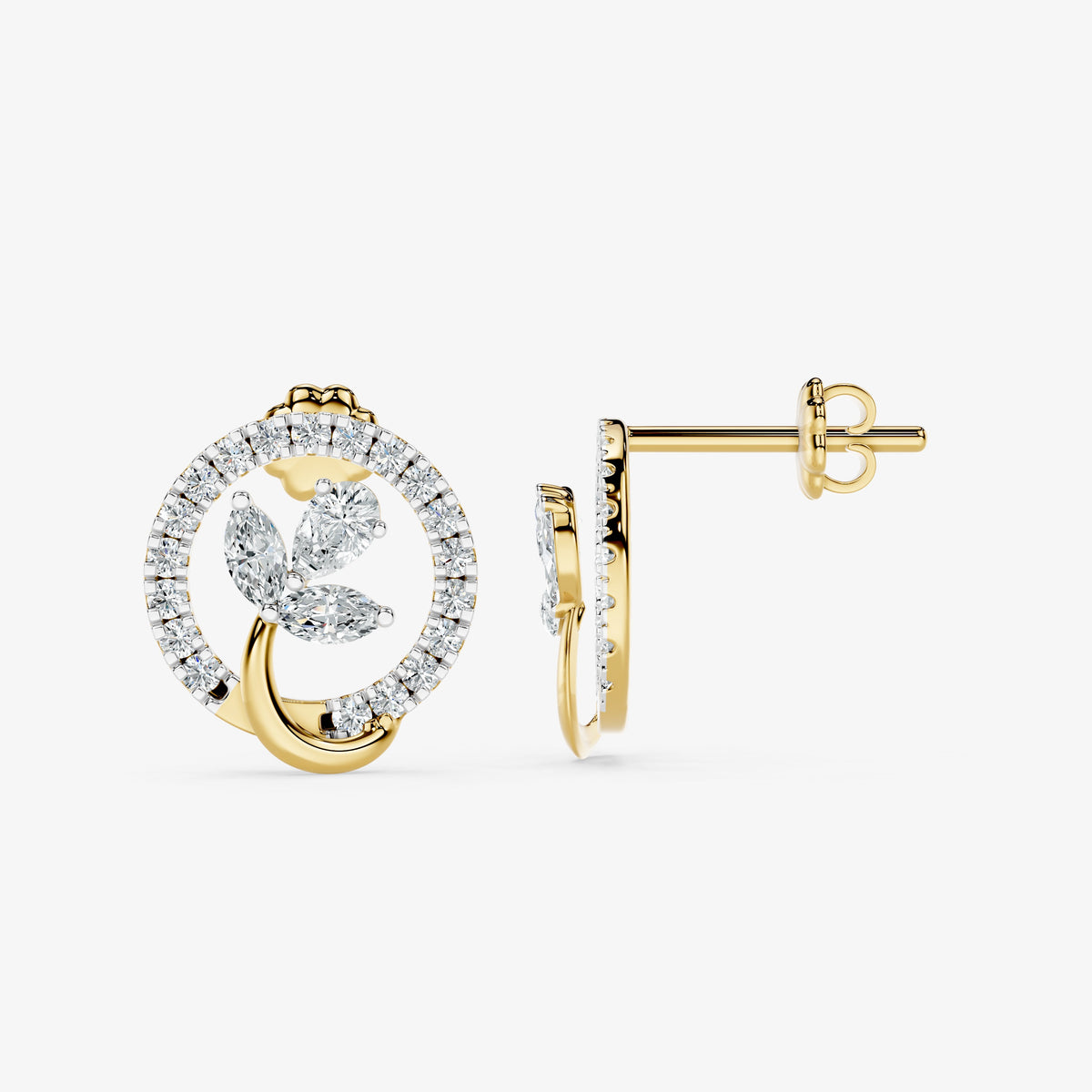 Floral Circle Diamond Stud