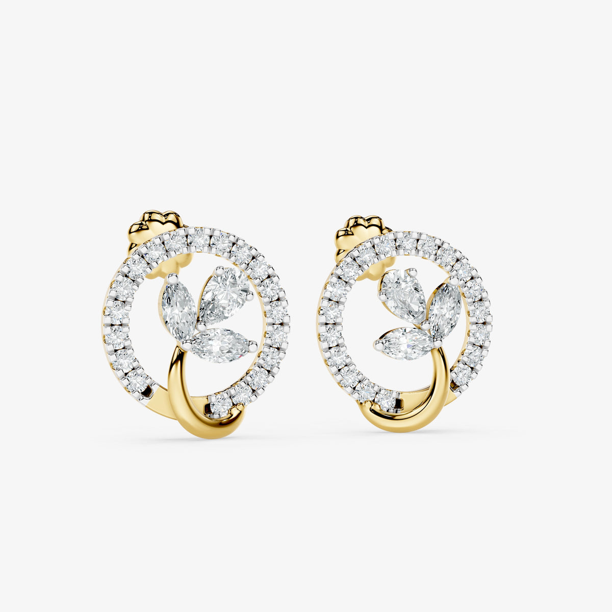 Floral Circle Diamond Stud