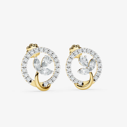 Floral Circle Diamond Stud