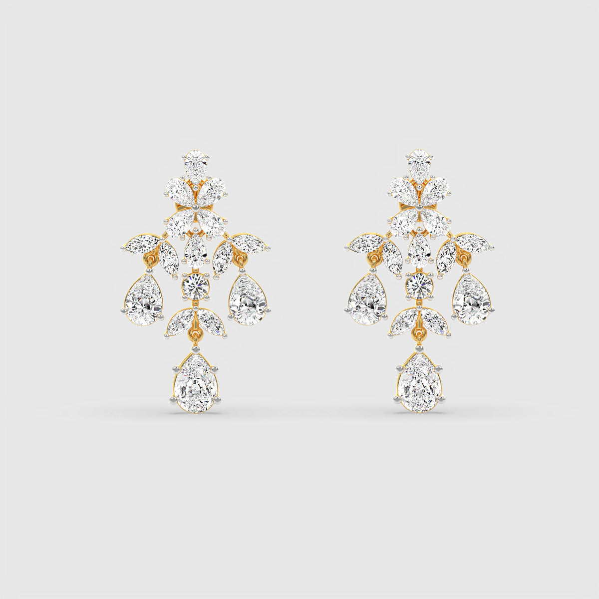 Floral Diamond Drop Earrings