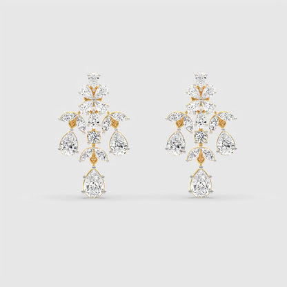 Floral Diamond Drop Earrings