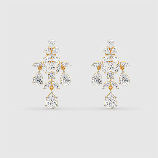 Floral Diamond Drop Earrings