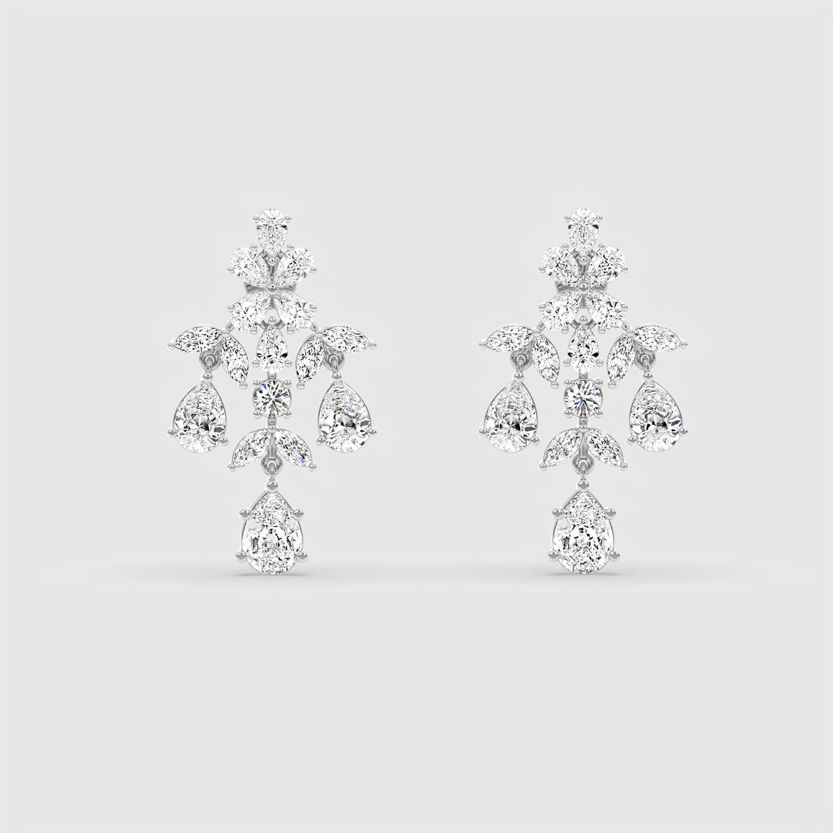 Floral Diamond Drop Earrings