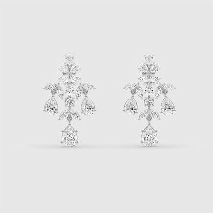 Floral Diamond Drop Earrings