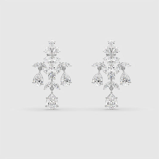 Floral Diamond Drop Earrings