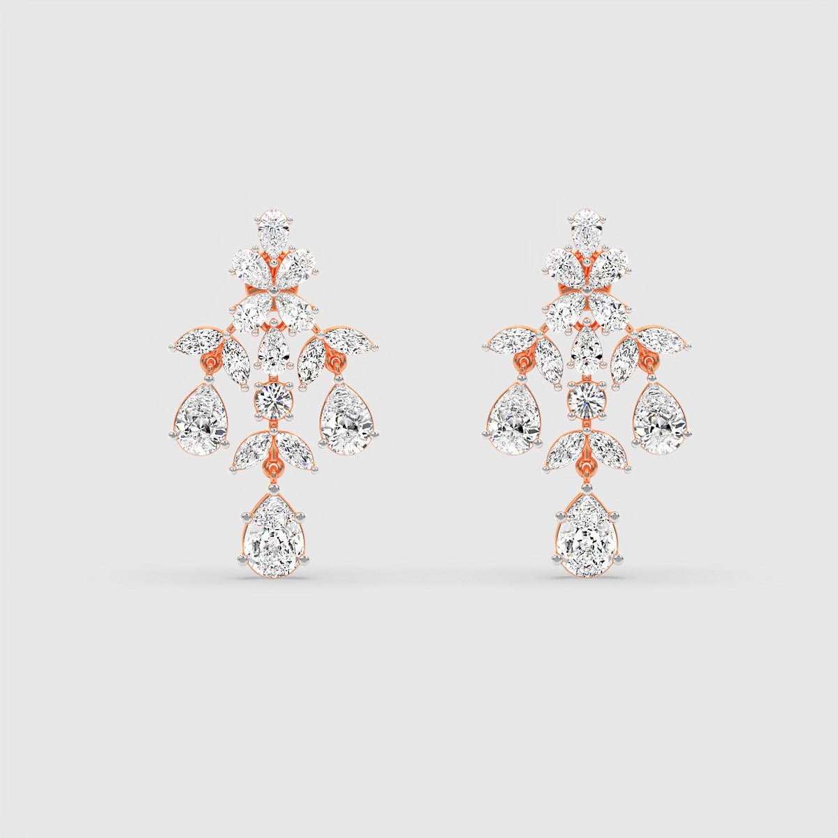 Floral Diamond Drop Earrings