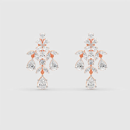 Floral Diamond Drop Earrings