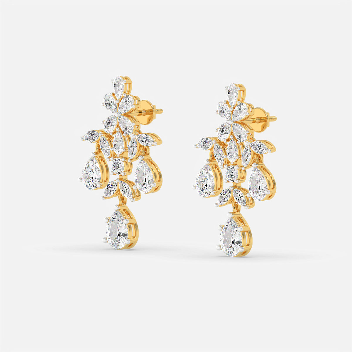 Floral Diamond Drop Earrings