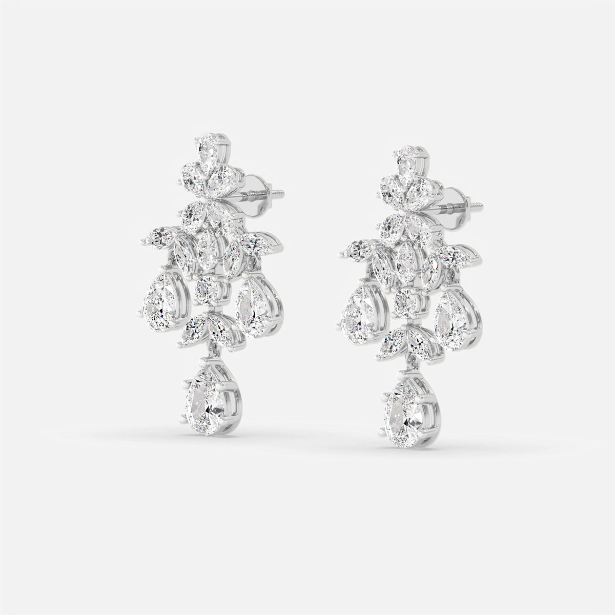 Floral Diamond Drop Earrings