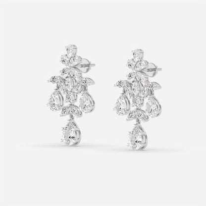 Floral Diamond Drop Earrings