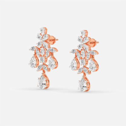 Floral Diamond Drop Earrings