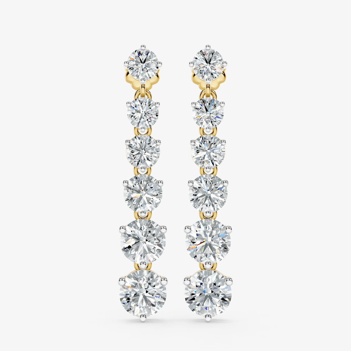 Graduated Round Brilliant Diamond Drop Earrings