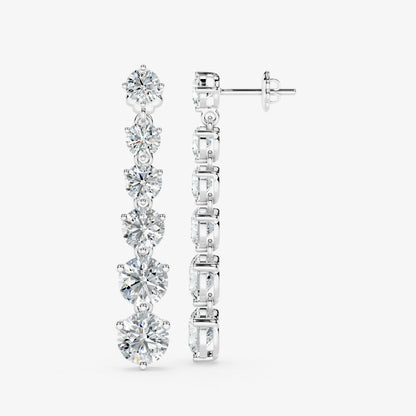 Graduated Round Brilliant Diamond Drop Earrings