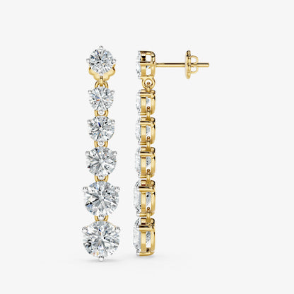 Graduated Round Brilliant Diamond Drop Earrings