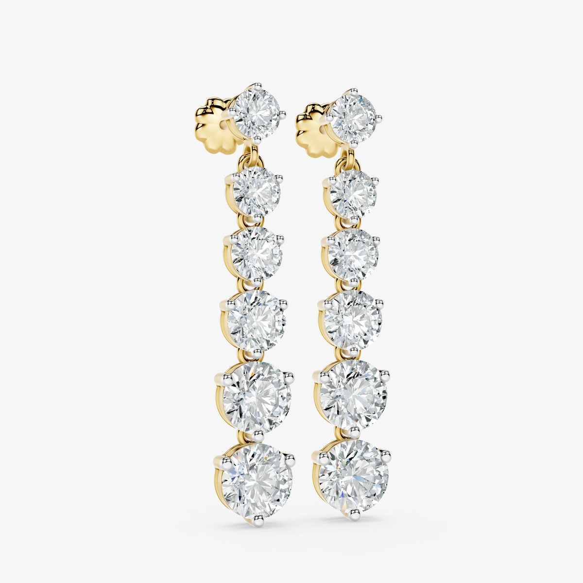 Graduated Round Brilliant Diamond Drop Earrings