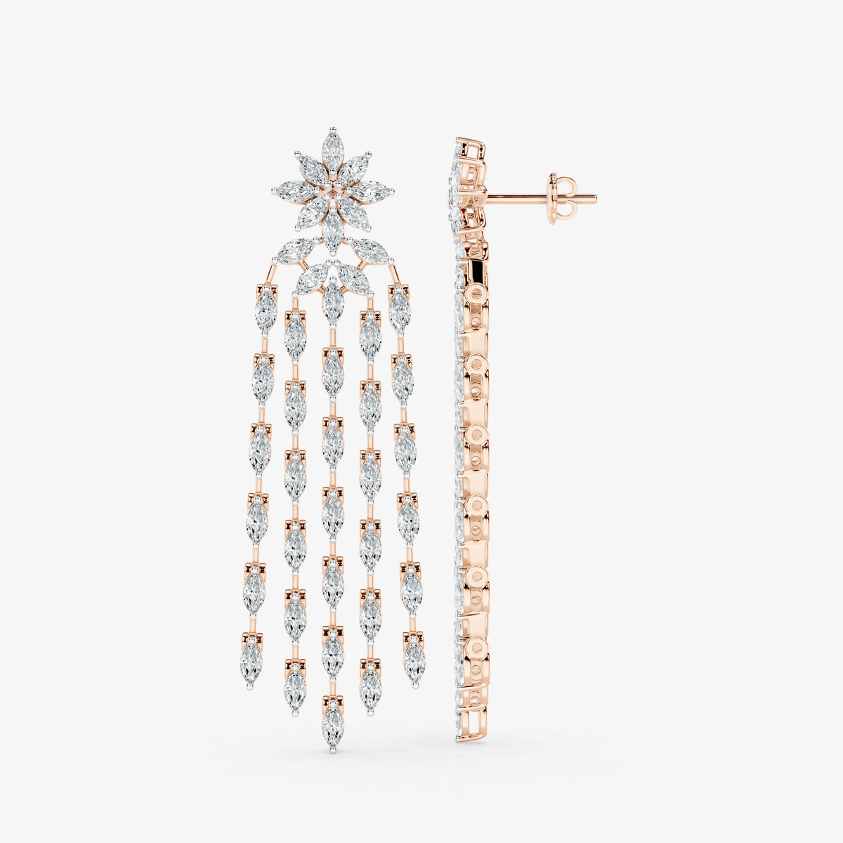 Floral Diamond Chandelier Earrings