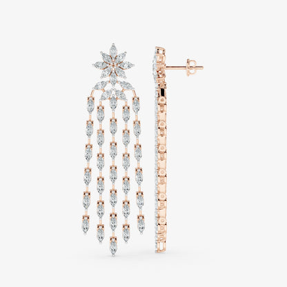 Floral Diamond Chandelier Earrings