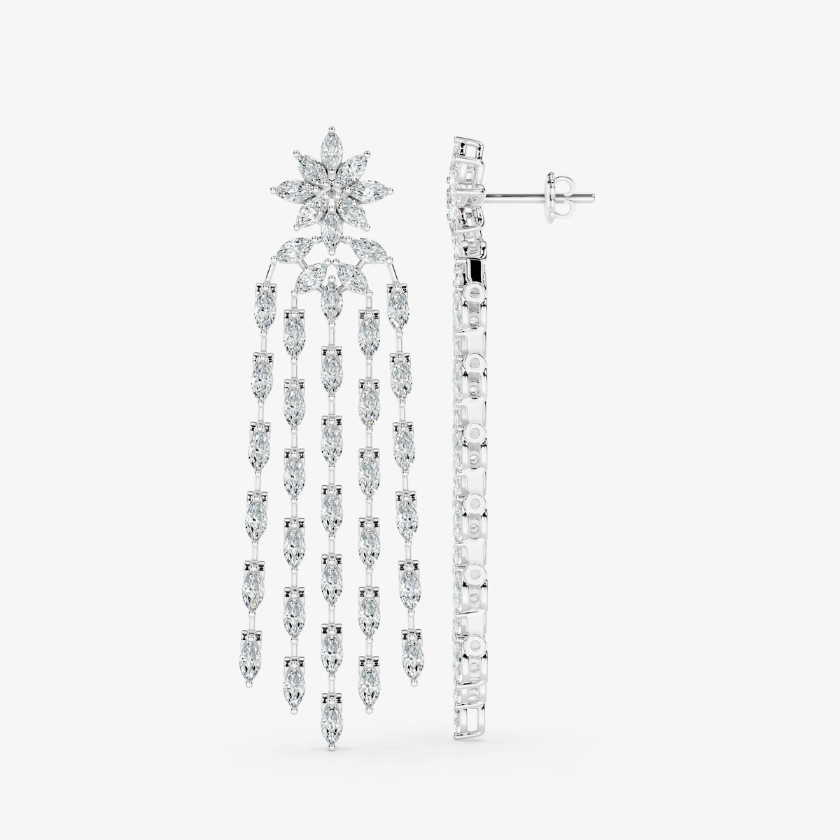 Floral Diamond Chandelier Earrings
