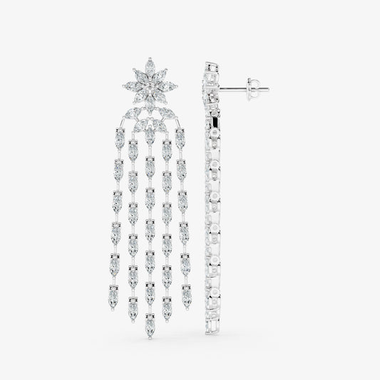 Floral Diamond Chandelier Earrings