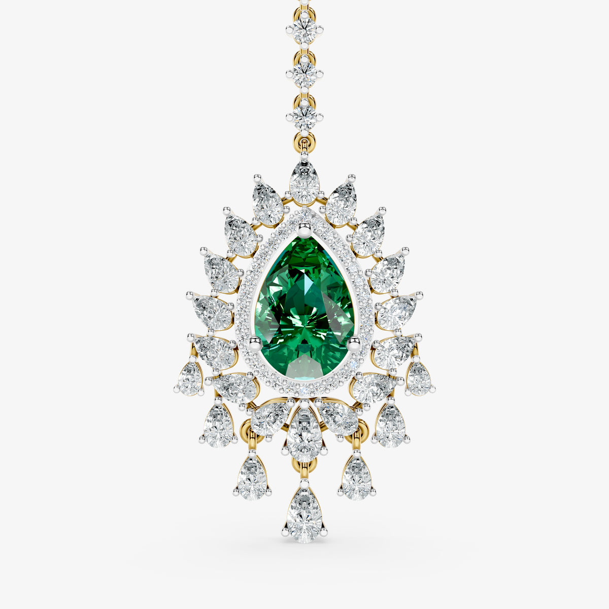 Pear-Cut Diamond Layered Halo Maangtika