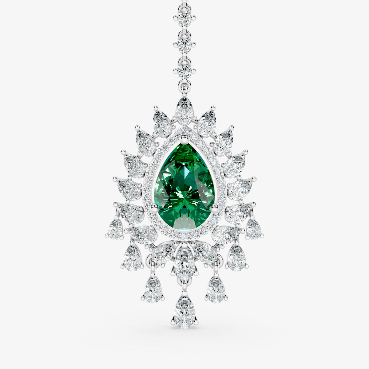 Pear-Cut Diamond Layered Halo Maangtika