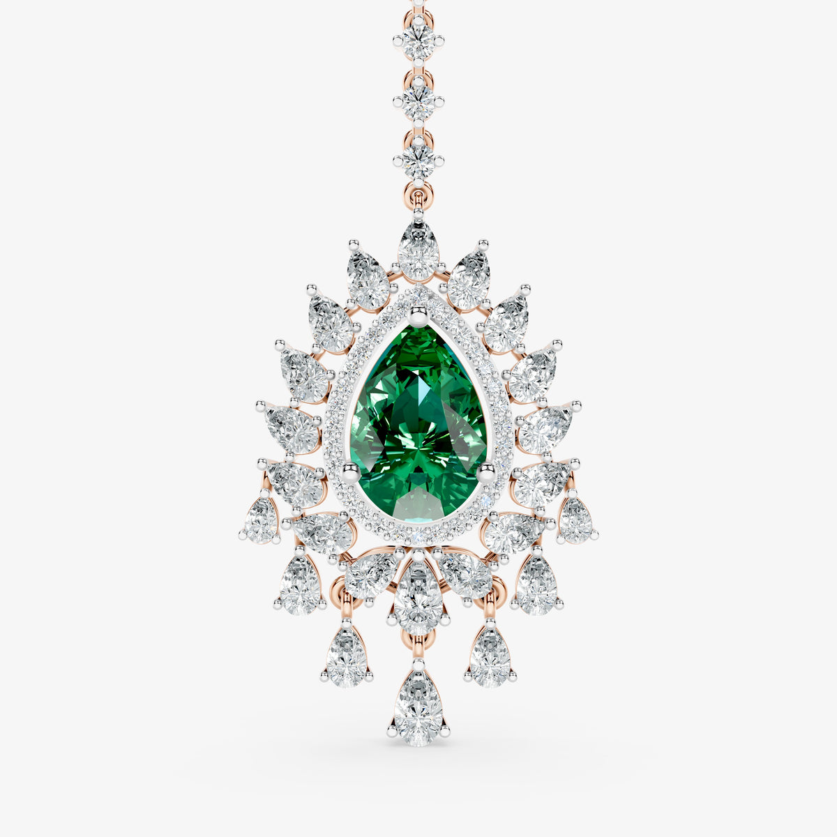 Pear-Cut Diamond Layered Halo Maangtika