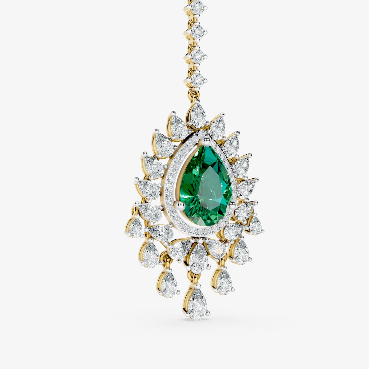 Pear-Cut Diamond Layered Halo Maangtika