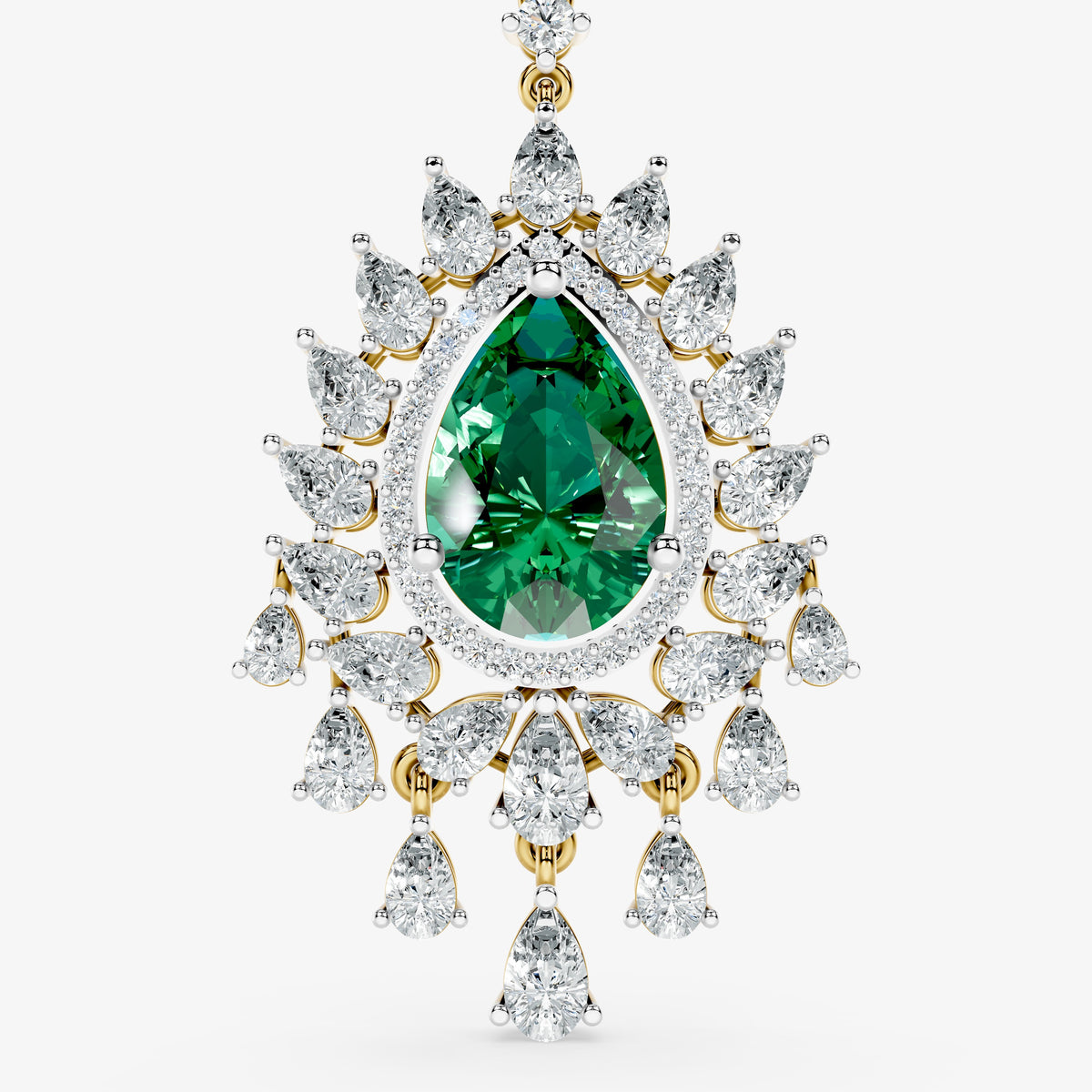 Pear-Cut Diamond Layered Halo Maangtika