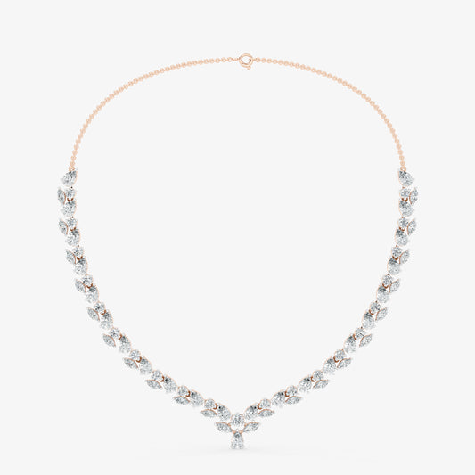 Marquise Cluster Diamond Drop V-Necklace